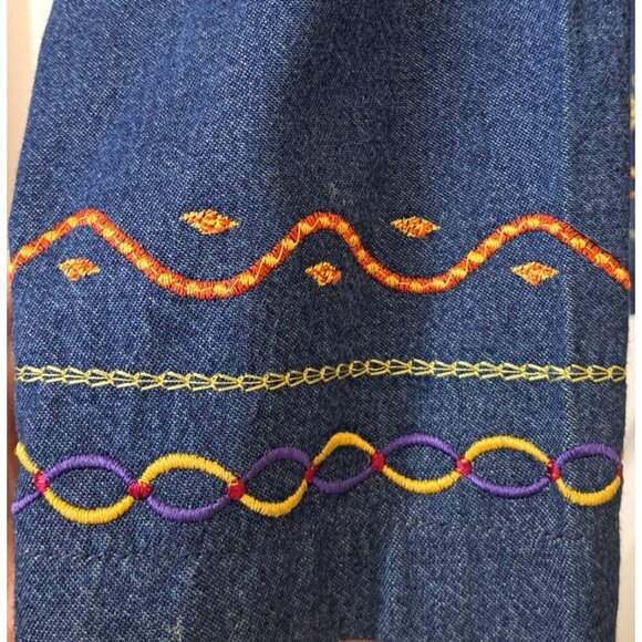 Vintage Bechamel Woman 1X Medium Wash Denim Embroidered Shacket Coastal Grandma - Picture 7 of 11